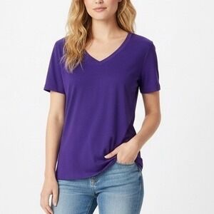 Opna Athletic T-Shirt Womens L Purple V Neck Short Sleeve Pullover Performance
